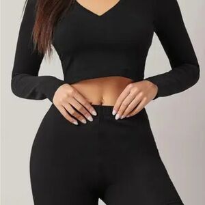 🖤Nikibiki Black Ribbed Workout Set